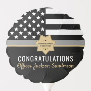 Corrections Officer Retirement Thin Silver Line Balloon