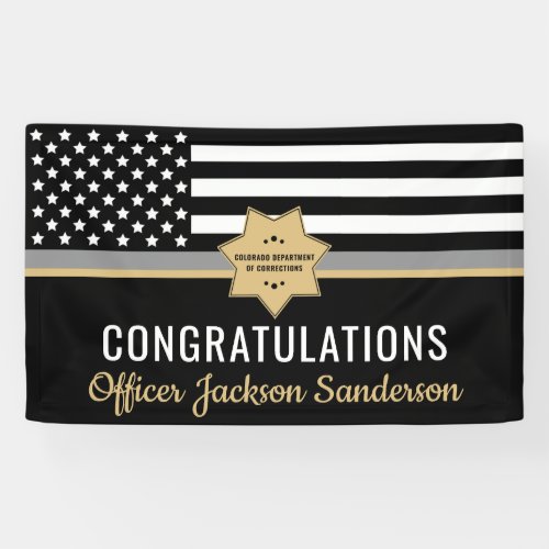Corrections Officer Retirement Thin Silver Line Banner
