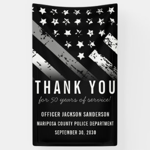 Corrections Officer Retirement Thin Silver Line Banner