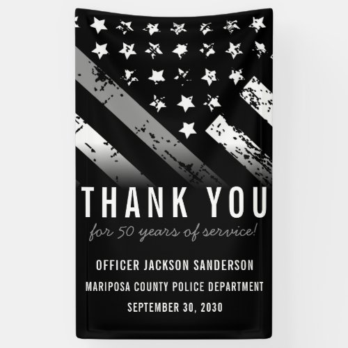 Corrections Officer Retirement Thin Silver Line Banner