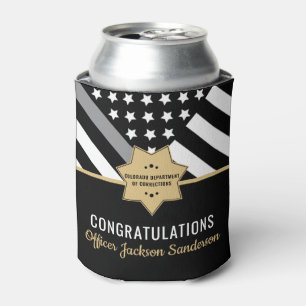 Corrections Officer Retirement Thin Silver Line Can Cooler