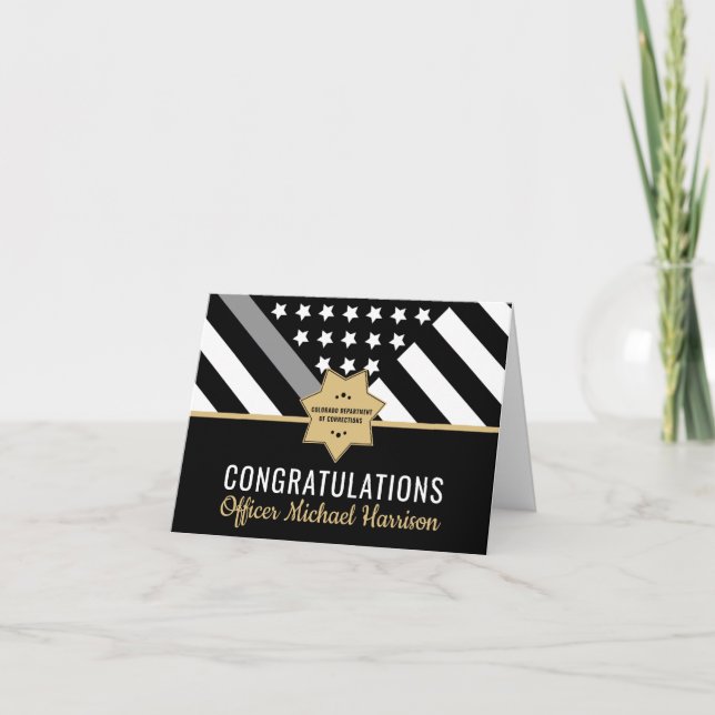 Corrections Officer Retirement Thin Silver Line Card (Front)