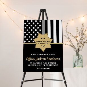 Corrections Officer Retirement Thin Silver Line Foam Board