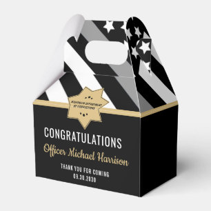 Corrections Officer Silver Line Graduation Party Favor Boxes