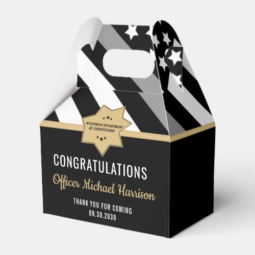 Corrections Officer Silver Line Graduation Party Favor Boxes