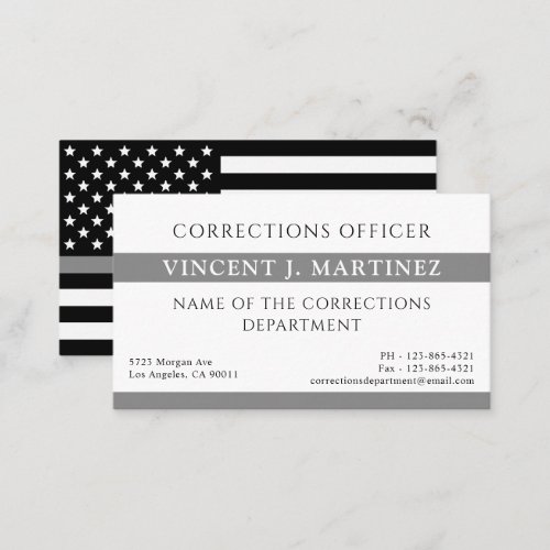 Corrections Officer Thin Silver Line Business Card