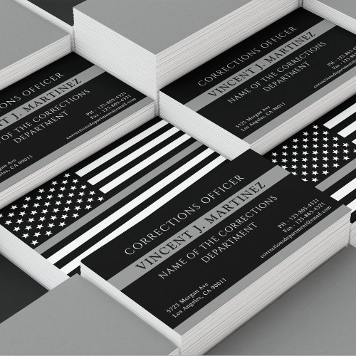 Corrections Officer Thin Silver Line Business Card