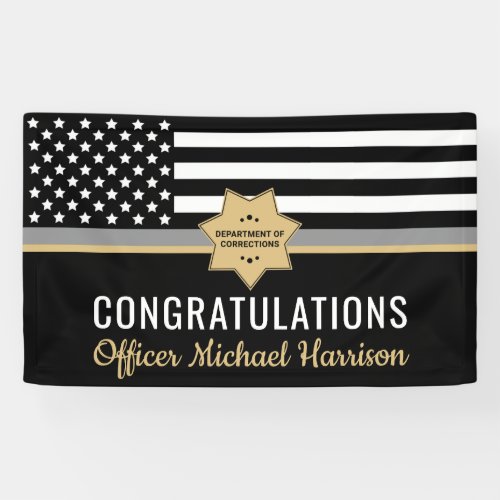Corrections Officer Thin Silver Line Graduation Banner