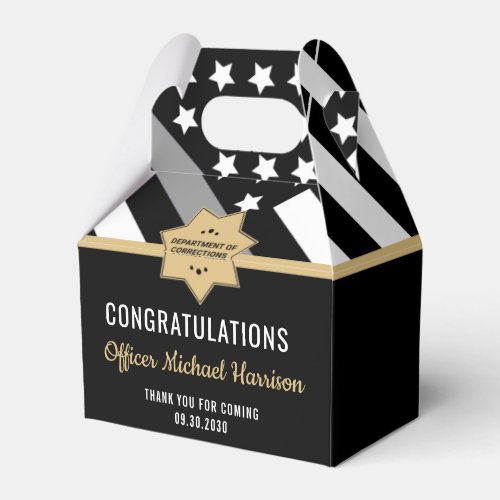 Corrections Officer Thin Silver Line Graduation Favor Boxes