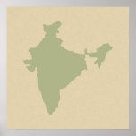 Corriander Spice Moods India Poster<br><div class="desc">Map outline of India in Emporio Moffa's Spice Moods Color palette.</div>