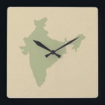 Corriander Spice Moods India Square Wall Clock<br><div class="desc">Map outline of India in Emporio Moffa's Spice Moods Color palette.</div>