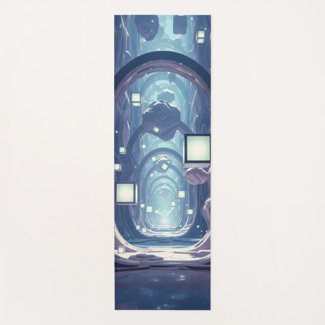 corridor extends through a glowing archway  yoga mat (Front)