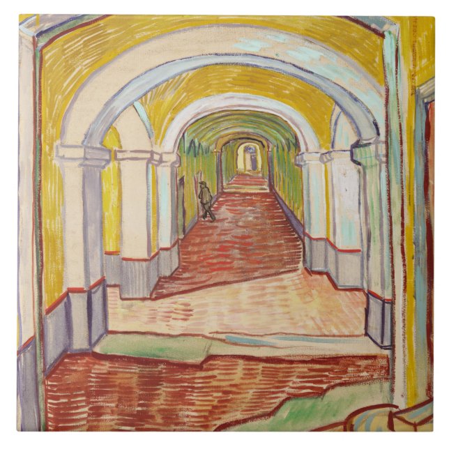 Corridor in the Asylum (by Vincent van Gogh) Ceramic Tile (Front)