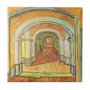 Corridor of Saint Paul Asylum by Vincent van Gogh Ceramic Tile