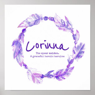 Corrinna feather beads wreath name meaning purple poster