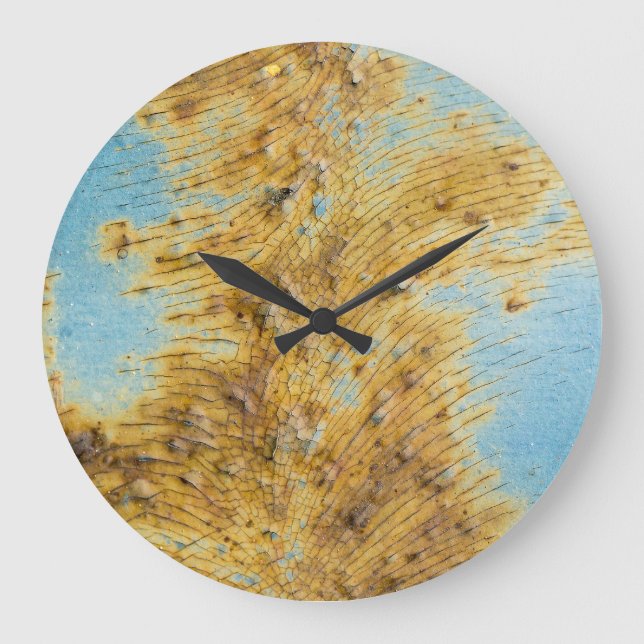 Corroded White Metal: Rust Streaks Texture Large Clock (Front)
