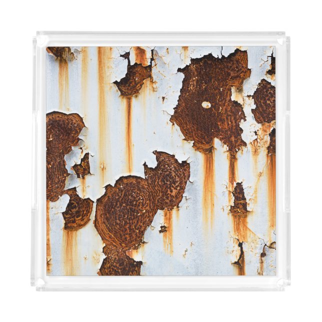 Corroded White Rust Streaks Acrylic Tray (Front)