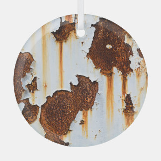 Corroded White Rust Streaks Glass Ornament