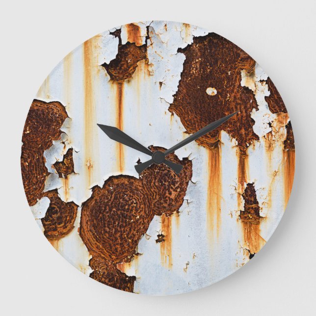 Corroded White Rust Streaks Large Clock (Front)