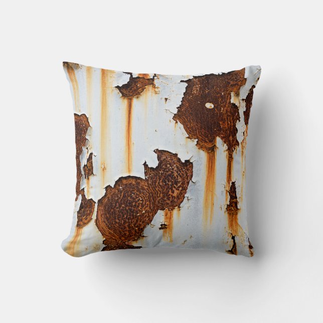 Corroded White Rust Streaks Throw Pillow (Front)