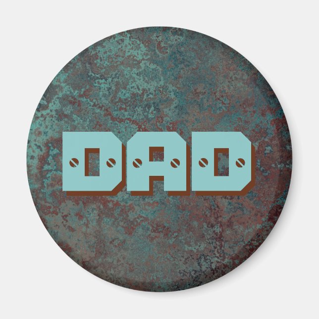 Corrosion "Copper" print DAD fridge magnet round (Front)