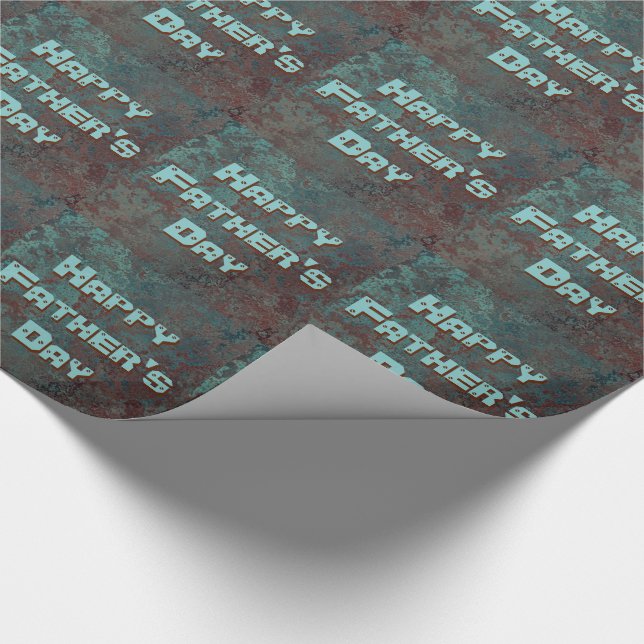 Corrosion " Copper" print tiled Happy Father's Day Wrapping Paper (Corner)