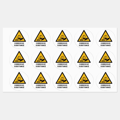 Corrosive Substance Warning Caustic Chemical Labels