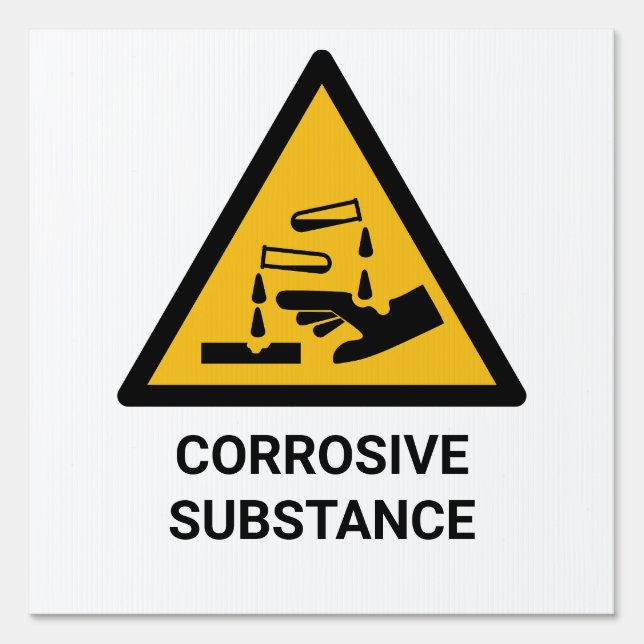 Corrosive Substance Warning, Caustic Chemical Sign (Front)