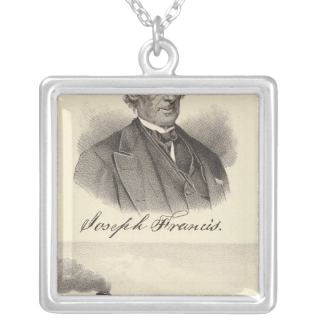 Corrugated iron steam yacht silver plated necklace (Front)