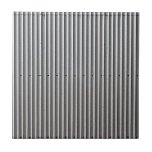 Corrugated Metal Background Ceramic Tile