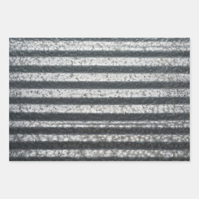 Corrugated Metal Background Wrapping Paper Sheets (Front)