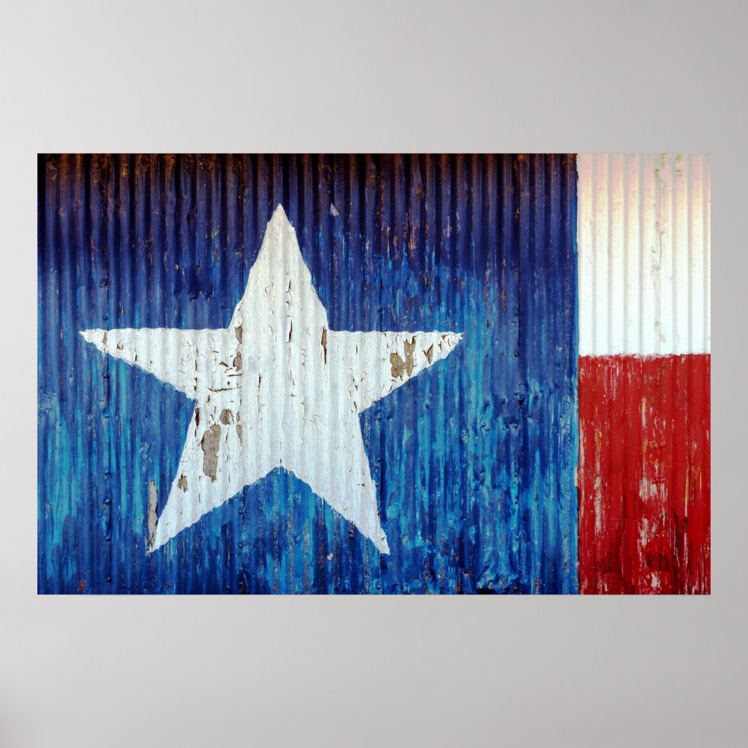 Corrugated Metal Texas Flag Poster | Zazzle