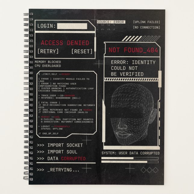 Corrupted - Techno-Brutalist Streetwear Design Planner (Front)