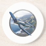Corsair Drink Coaster<br><div class="desc">F4U World war 2 US NAVY propeller fighter</div>