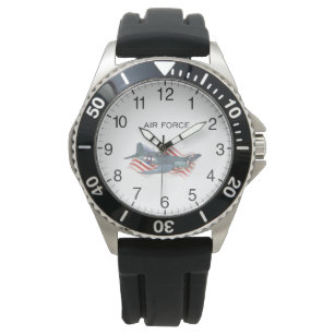 Corsair WWII Airplane with US Flag Watch