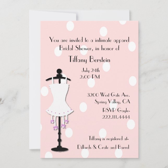 Corset and Polka Dot Bridal Shower Invitation (Front)