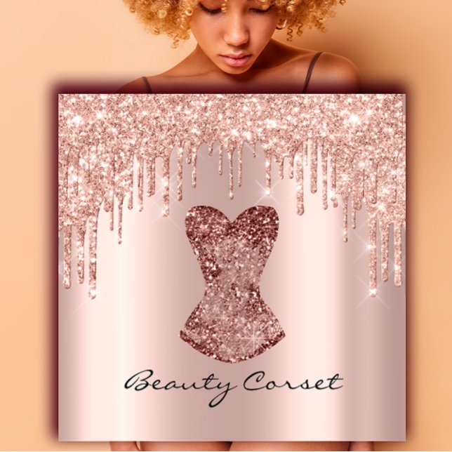 Corset Bridal Shower Wedding Stylist Rose Square Business Card (Corset Bridal Shower Wedding Stylist Rose Square Business Card)