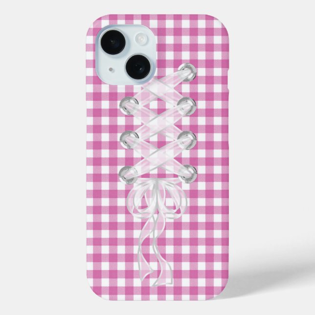 Corset Ribbon Lacing On Gingham Case-Mate iPhone Case (Back)