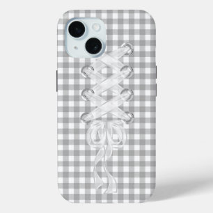 Corset Ribbon Lacing On Gingham iPhone 15 Case