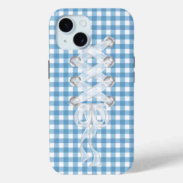 Corset Ribbon Lacing On Gingham Case-Mate iPhone Case (Back)