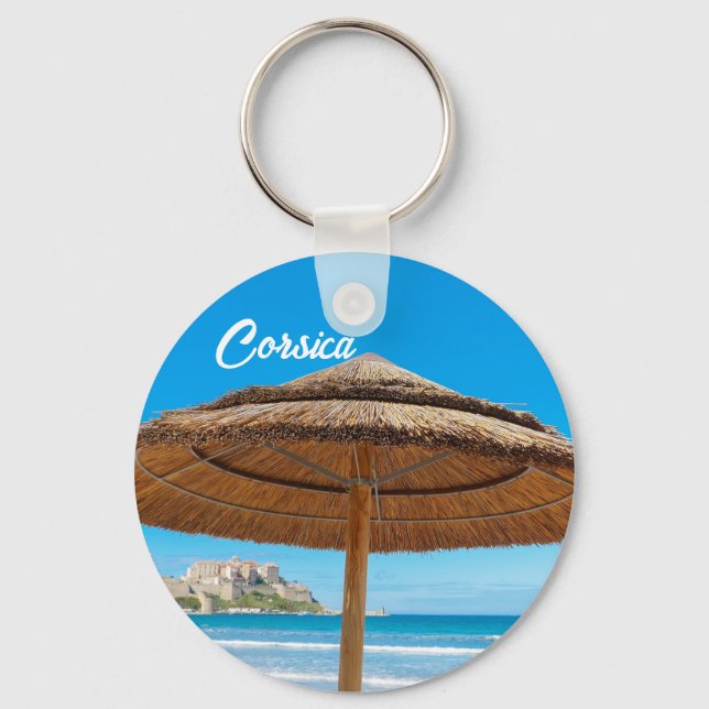 Corsica Calvi Citadel and Beach Souvenir Keychain (Front)