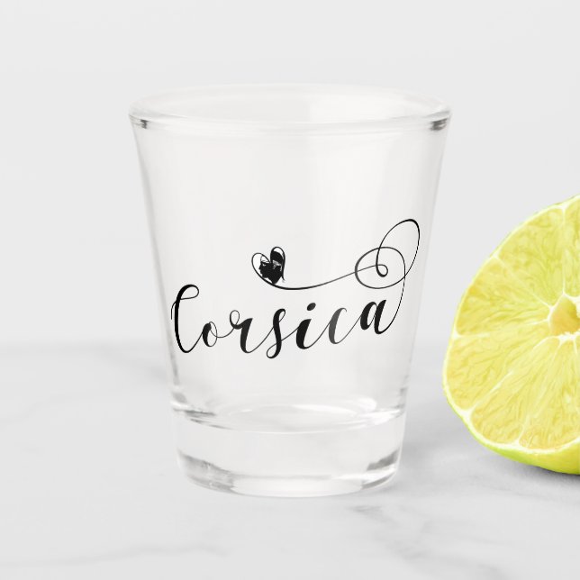 Corsica Flag Heart, Corsican, France Shot Glass (Front)
