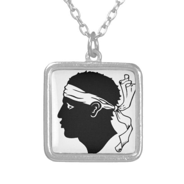 Corsica (France) Flag Silver Plated Necklace (Front)