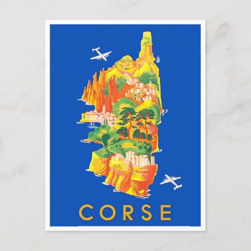 Corsica France vintage travel Postcard