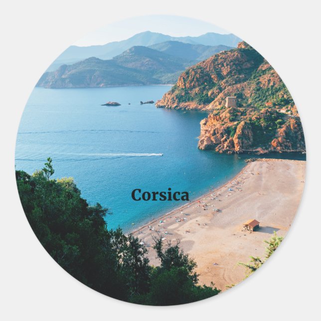 Corsica, Mediterranean Island,  Classic Round Sticker (Front)