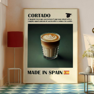 Cortado Coffee Wall Art, Spanish Espresso Drink Poster