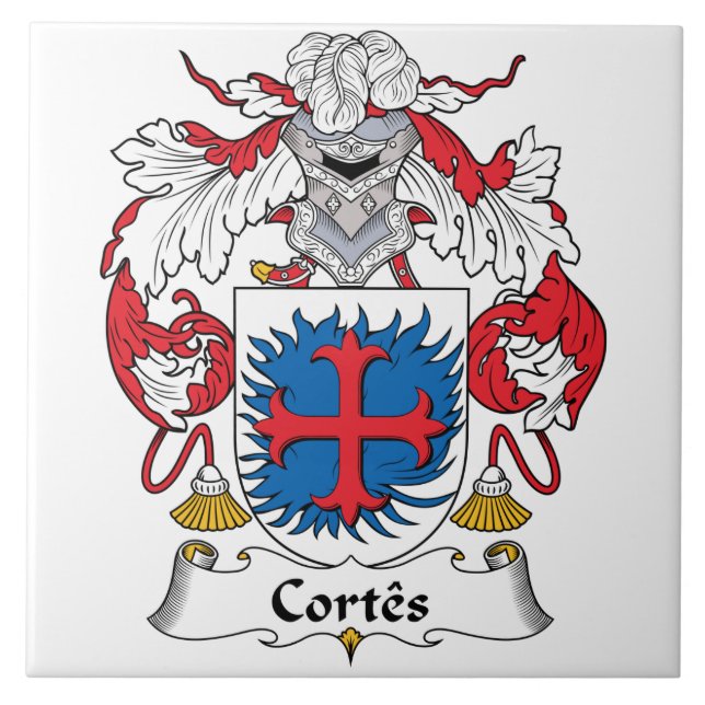 Cortes Family Crest Ceramic Tile (Front)