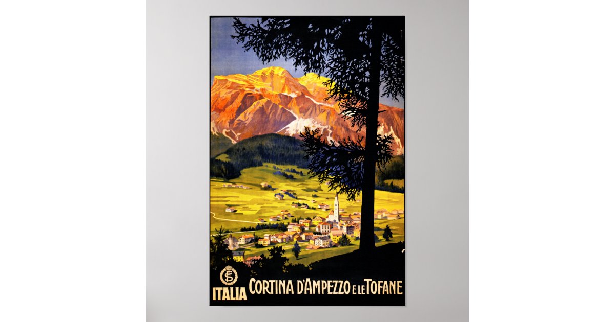 Cortina d Ampezzo Italy Vintage Poster Restored | Zazzle.com