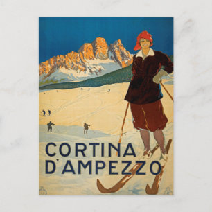 Cortina d' Ampezzo, Italy Vintage Travel Postcard
