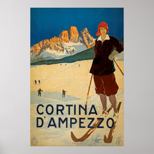 Cortina d Ampezzo Italy Vintage Travel Poster